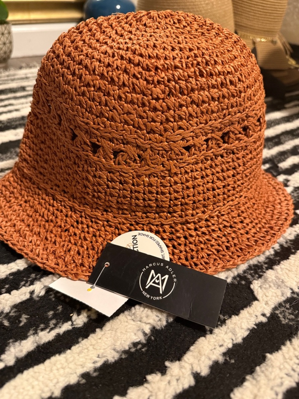 Marcus Adler Crochet Bucket Hat in Rust Orange